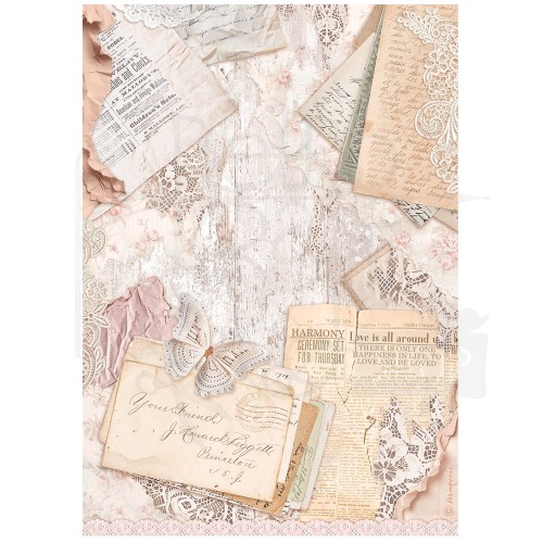 Papier ryżowy A4 Romance Forever List DFSA4836 Stamperia