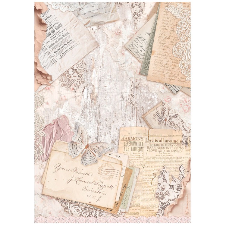 Papier ryżowy A4 Romance Forever List DFSA4836 Stamperia