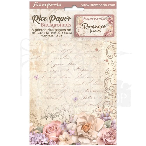 Papier ryżowy A6 Romance Forever Background - zestaw 8szt DFSAK6014 Stamperia
