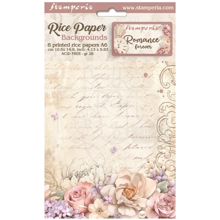 Papier ryżowy A6 Romance Forever Background - zestaw 8szt DFSAK6014 Stamperia