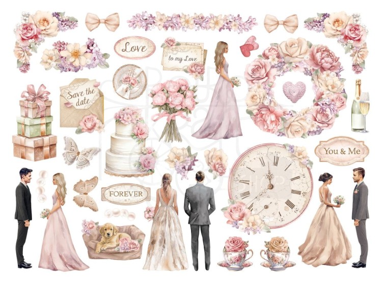 Ozdoby kształty tekturowe Die Cuts Romance Forever Ceremony DFLDC89 Stamperia