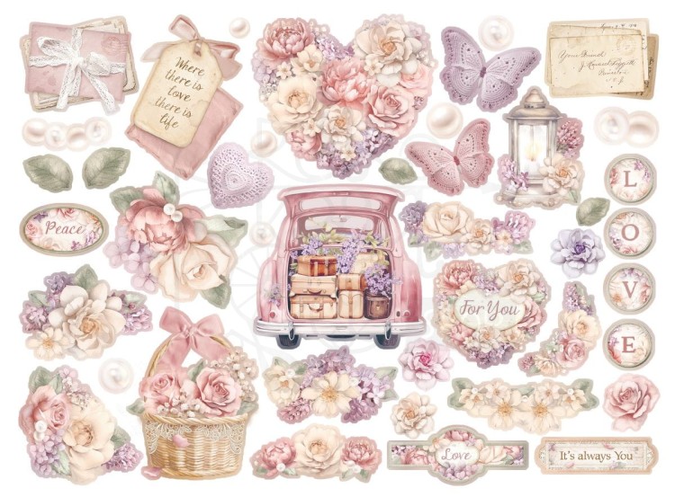 Ozdoby kształty tekturowe Die Cuts Romance Forever Journaling DFLDC90 Stamperia
