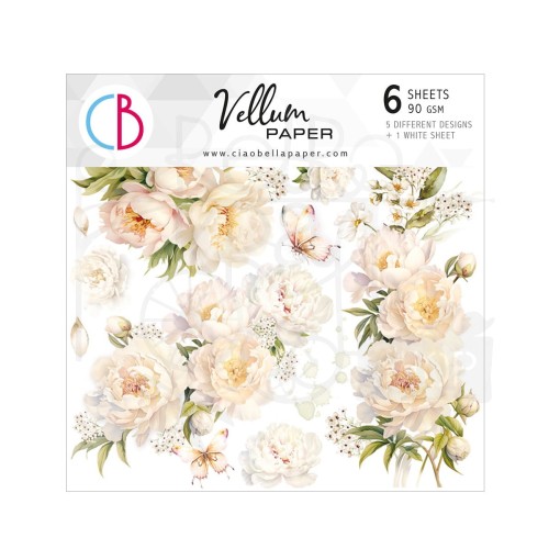Zestaw papierów welinowych kalki 15x15cm Always &amp; Forever 6 szt. CBVQ014 Ciao Bella