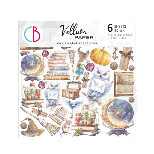 Zestaw papierów welinowych kalki 15x15cm Wizard Academy 6 szt. CBVQ010 Ciao Bella