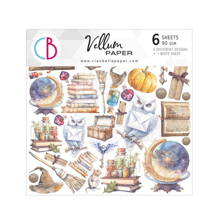 Zestaw papierów welinowych kalki 15x15cm Wizard Academy 6 szt. CBVQ010 Ciao Bella
