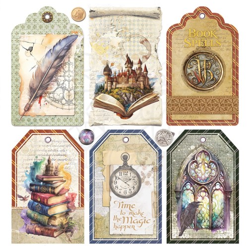Zestaw papierów welinowych kalki 15x15cm Wizard Academy 6 szt. CBVQ010 Ciao Bella