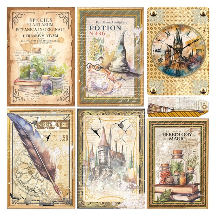 Zestaw papierów welinowych kalki 15x15cm Wizard Academy 6 szt. CBVQ010 Ciao Bella