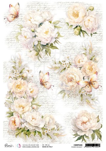 Papier ryżowy A4 Peonies bouquet CBRP408 Ciao Bella