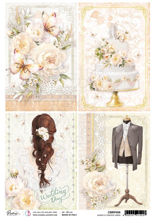 Papier ryżowy A4 Always and Forever cards CBRP406 Ciao Bella