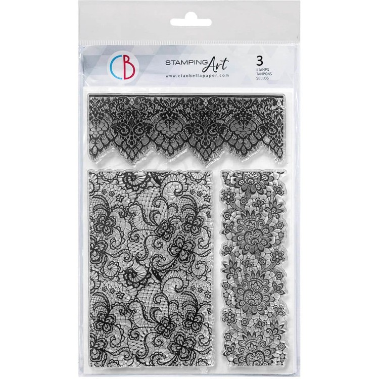 Stempel akrylowy 15x21cm Romantic Laces koronki PS8085 Ciao Bella