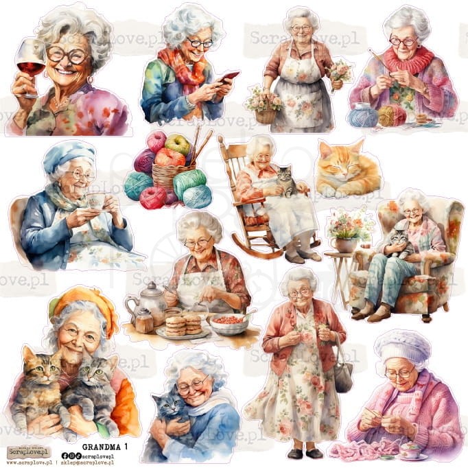 Naklejki do scrapbookingu i art journalingu Grandma 1 ScrapLove