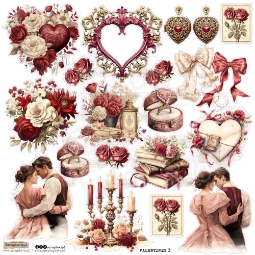 Naklejki do scrapbookingu i art journalingu Valentines 3 ScrapLove