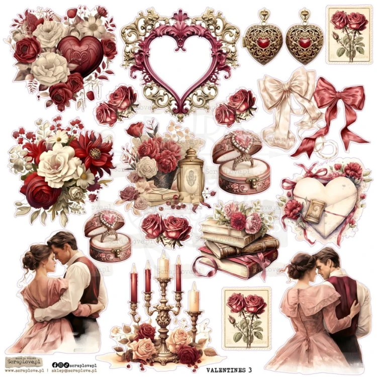 Naklejki do scrapbookingu i art journalingu Valentines 3 ScrapLove
