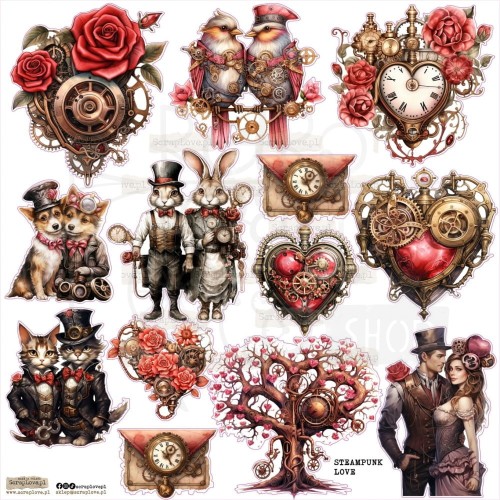 Naklejki do scrapbookingu i art journalingu Steampunk Love ScrapLove