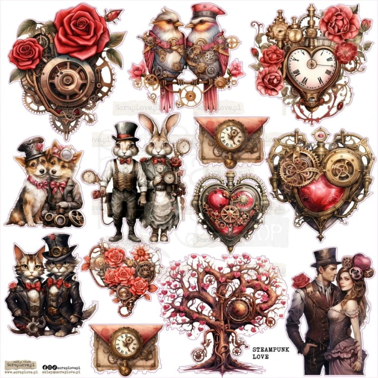 Naklejki do scrapbookingu i art journalingu Steampunk Love ScrapLove