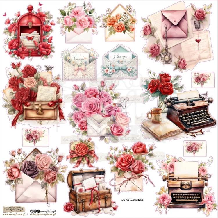 Naklejki do scrapbookingu i art journalingu Love Letters ScrapLove