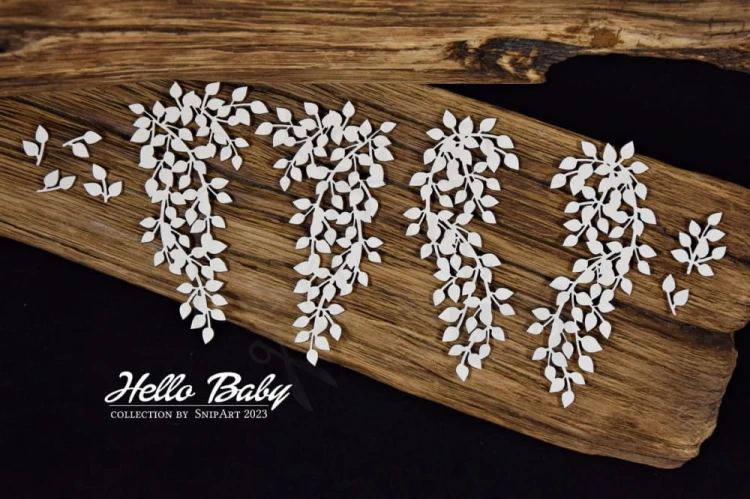 Tekturka Hello Baby - Liście - girlanda 25519 SnipArt