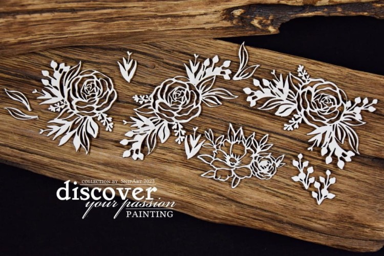 Tekturka Discover Your Passion - PAINTING - Ażurowe kwiaty 25306 SnipArt