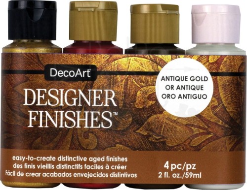Zestaw do efektu antycznego złota Designer Finishes Paint Pack Antique Gold 4x59ml DASK575 DecoArt