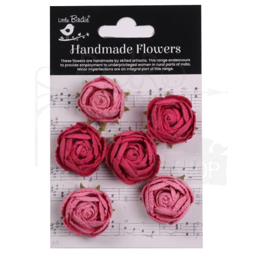 Kwiaty kwiatki papierowe English Roses Precious Pink 6szt CR94307 Little Birdie