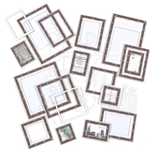 Ozdoby tekturowe ramki Wherever Chipboard Set 16szt WHE26146 49 and Market