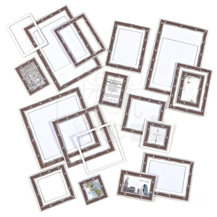 Ozdoby tekturowe ramki Wherever Chipboard Set 16szt WHE26146 49 and Market