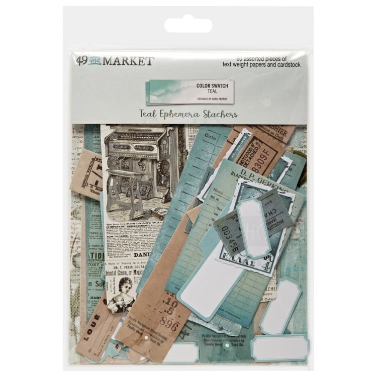 Ozdoby papierowe Color Swatch Teal Ephemera Stackers TCS26337 49 and Market