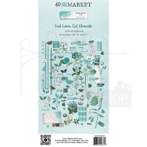 Ozdoby papierowe die-cuts Color Swatch Teal Elements 109szt TCS26313 49 and Market
