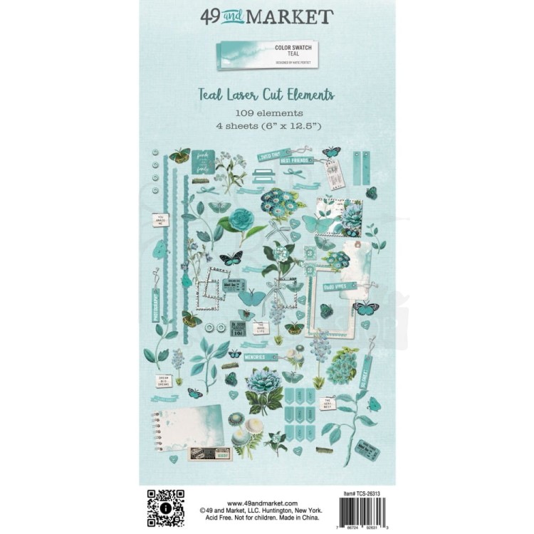 Ozdoby papierowe die-cuts Color Swatch Teal Elements 109szt TCS26313 49 and Market