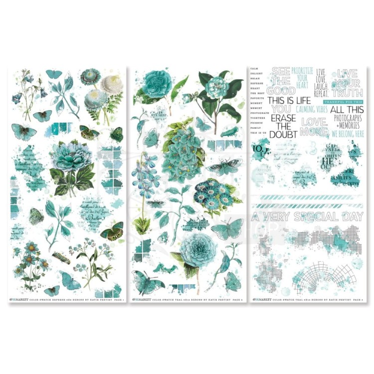 Rub-On Transfer 15x30 Color Swatch Teal 3 szt TCS26306 49 and Market