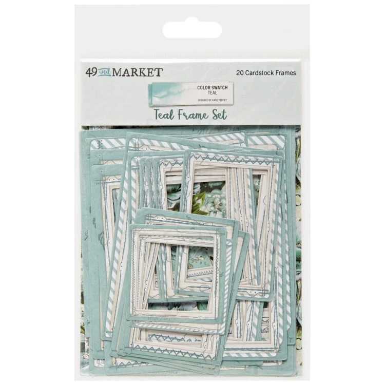 Ozdoby tekturowe ramki Color Swatch Teal Frame Set 20 szt TCS26283 49 and Market