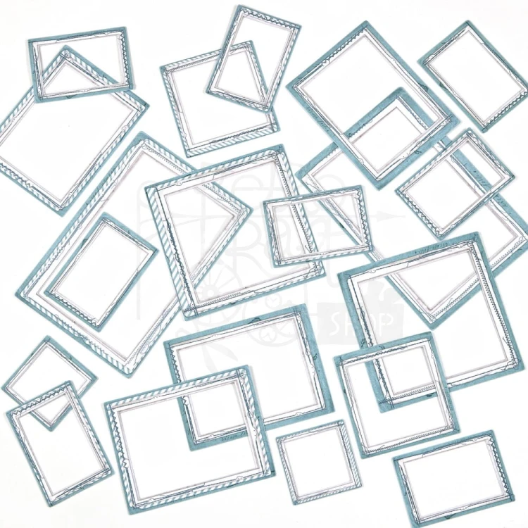 Ozdoby tekturowe ramki Color Swatch Teal Frame Set 20 szt TCS26283 49 and Market