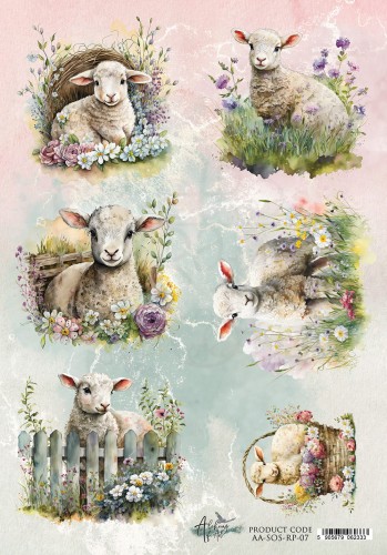 Papier ryżowy A4 Soul of Spring Wielkanoc i baranki AA-SOS-RP-07 Alchemy of Art