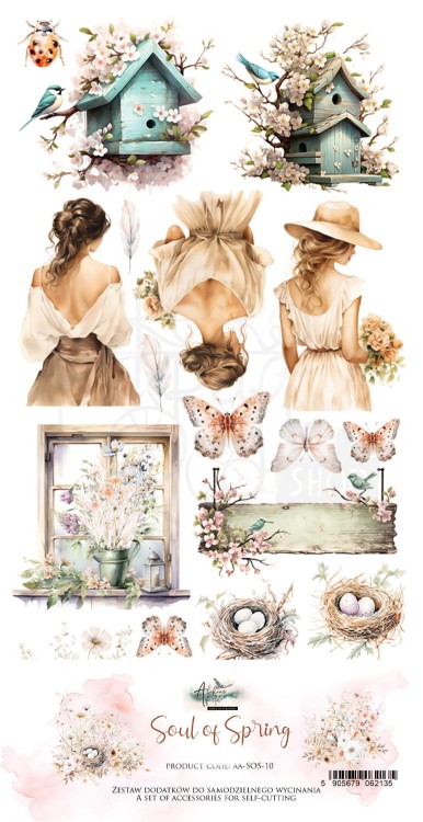 Zestaw papierów do scrapbookingu 15x30 elementy do wycinania Soul of Spring AA-SOS-10 Alchemy of Art