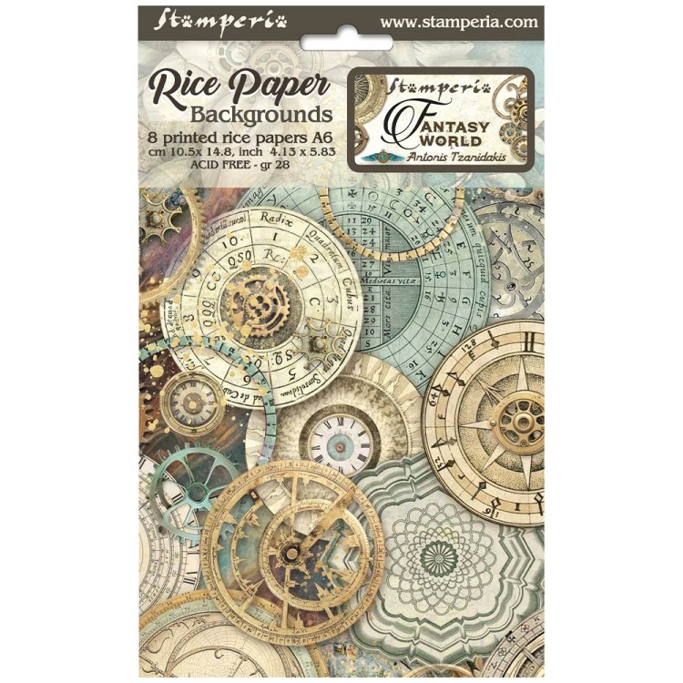 Papier ryżowy A6 Sir Vagabond in Fantasy World Background tła 8szt DFSAK6016 Stamperia
