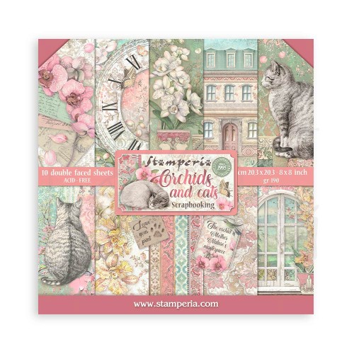 Zestaw papierów do scrapbookingu 20x20 Orchids &amp; Cats SBBS26 Stamperia