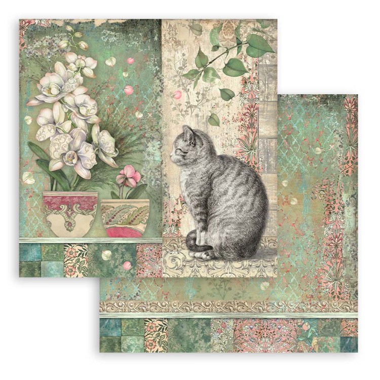 Zestaw papierów do scrapbookingu 20x20 Orchids &amp; Cats SBBS26 Stamperia