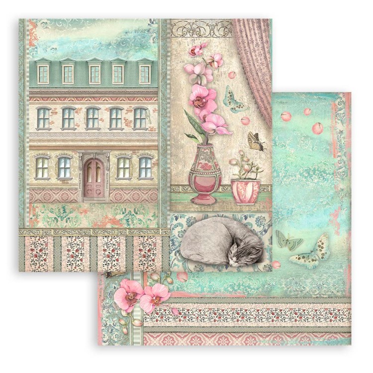 Zestaw papierów do scrapbookingu 20x20 Orchids &amp; Cats SBBS26 Stamperia