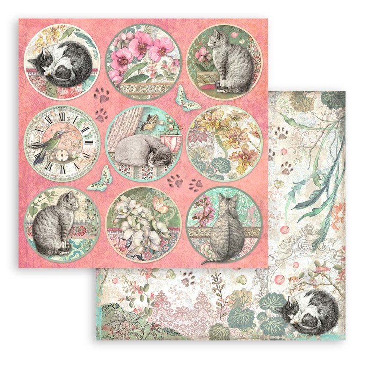 Zestaw papierów do scrapbookingu 20x20 Orchids &amp; Cats SBBS26 Stamperia