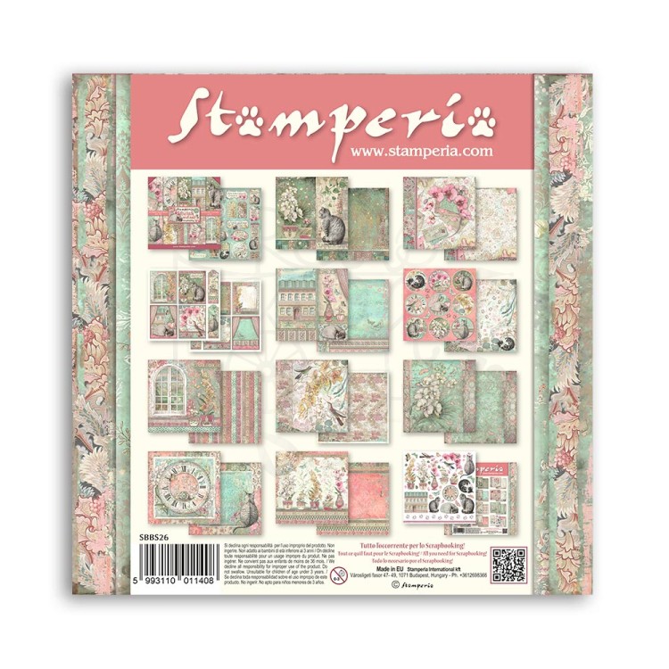 Zestaw papierów do scrapbookingu 20x20 Orchids &amp; Cats SBBS26 Stamperia