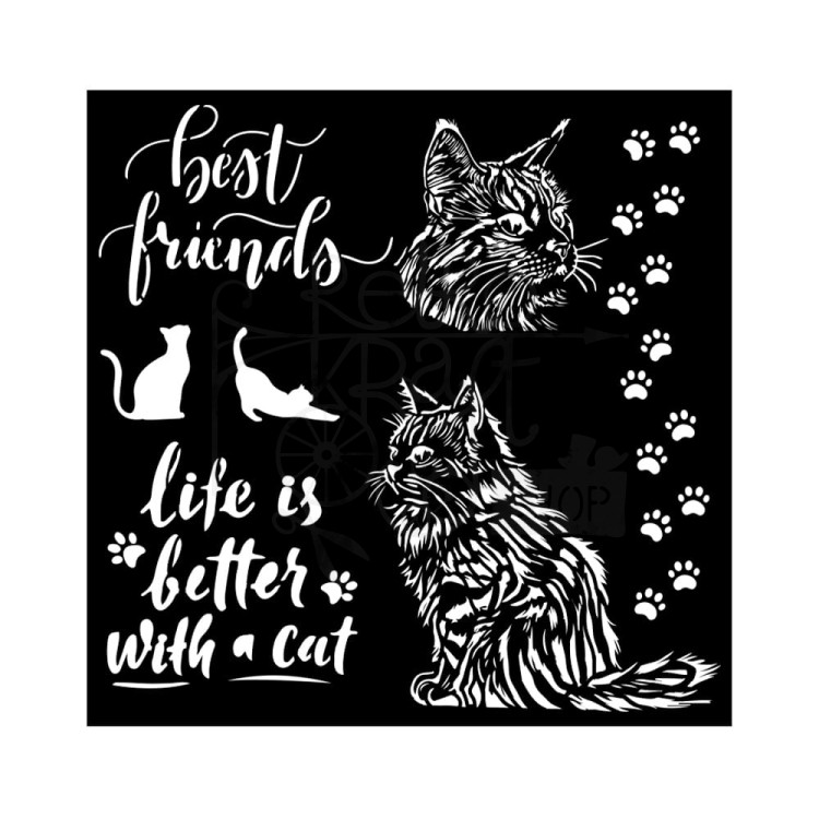Szablon maska 18x18 Orchids &amp; Cats Przyjaciele KSTDQ100 Stamperia