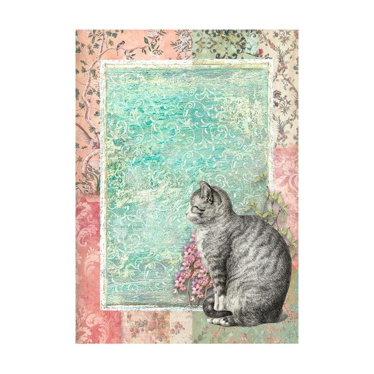 Papier ryżowy A6 Orchids &amp; Cats Background tła 8szt DFSAK6017 Stamperia