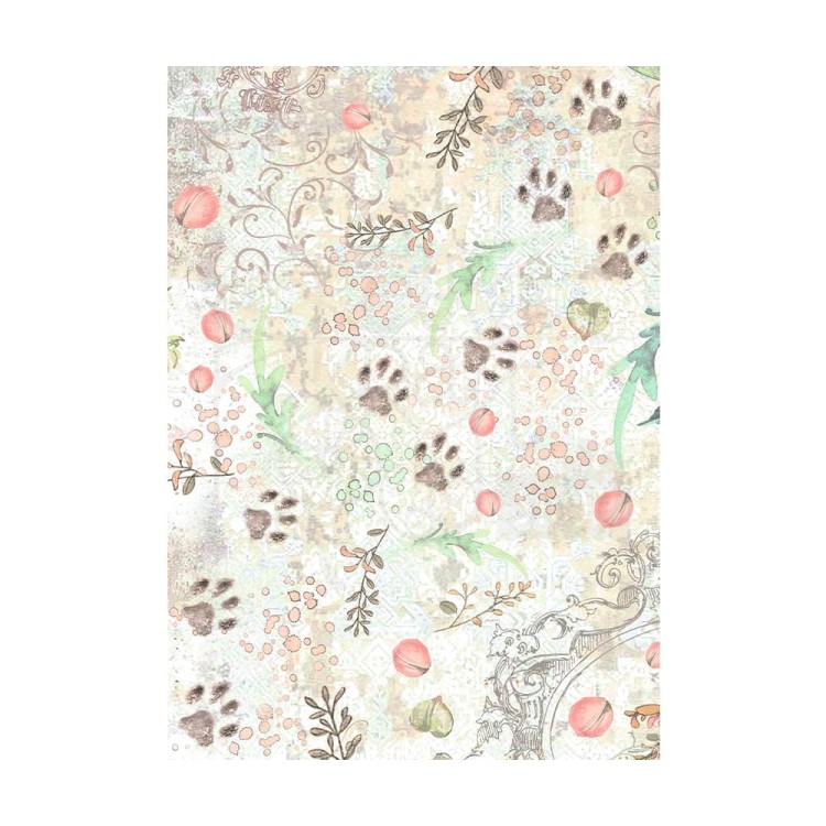 Papier ryżowy A6 Orchids &amp; Cats Background tła 8szt DFSAK6017 Stamperia