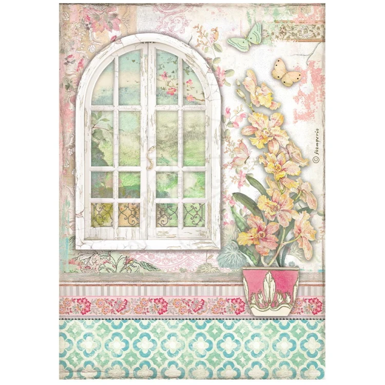 Papier ryżowy A4 Orchids &amp; Cats Okno DFSA4850 Stamperia