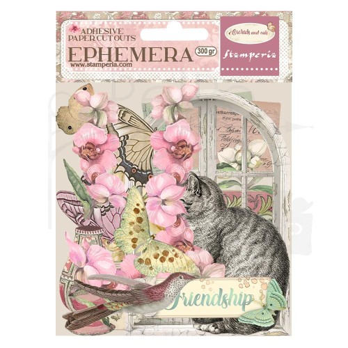 Ozdoby papierowe samoprzylepne Ephemera Orchids &amp; Cats DFLCT41 Stamperia