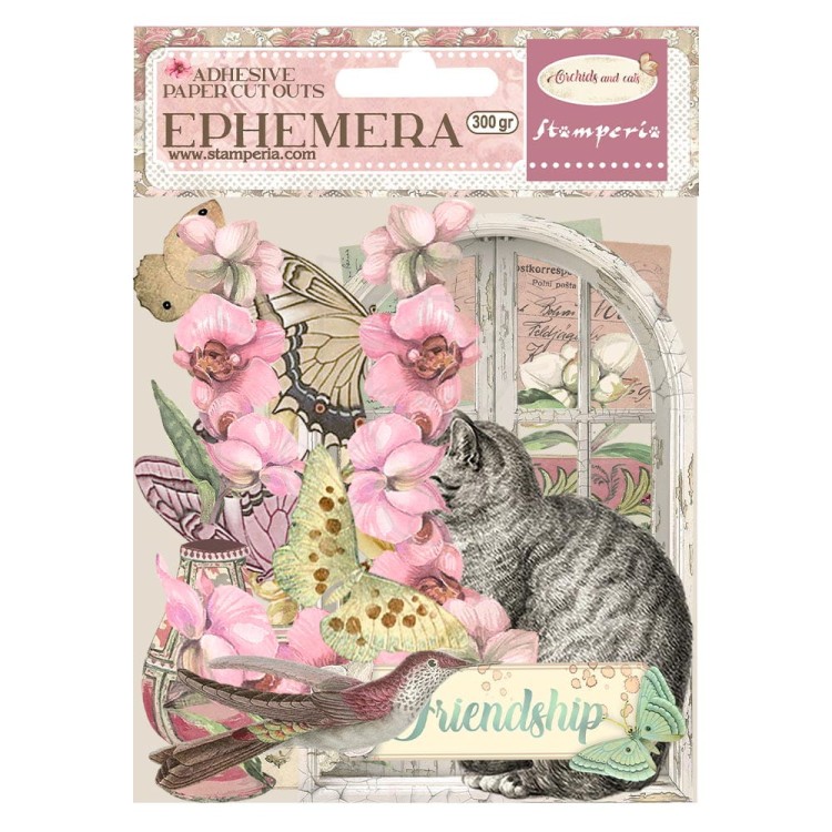 Ozdoby papierowe samoprzylepne Ephemera Orchids &amp; Cats DFLCT41 Stamperia