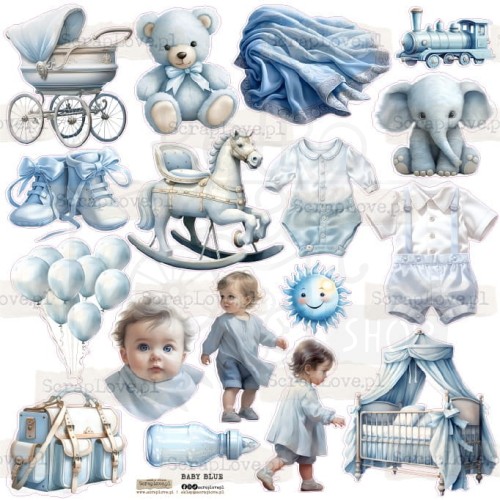 Naklejki do scrapbookingu i art journalingu Baby Blue ScrapLove