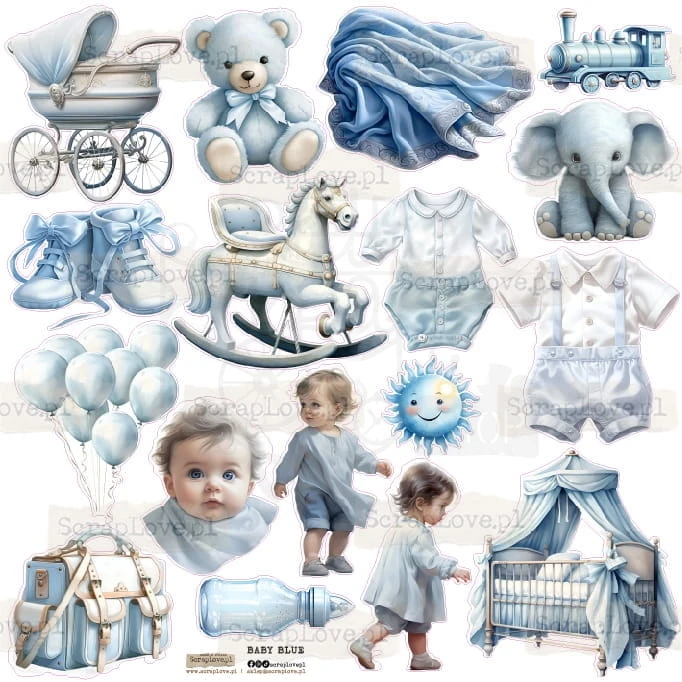 Naklejki do scrapbookingu i art journalingu Baby Blue ScrapLove
