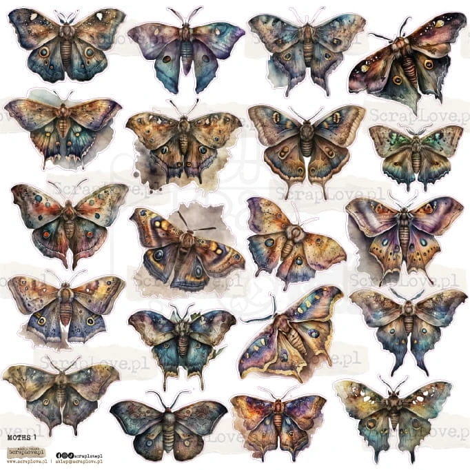 Naklejki do scrapbookingu i art journalingu Moths Ćmy ScrapLove