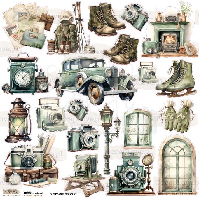 Naklejki do scrapbookingu i art journalingu Vintage Travel ScrapLove